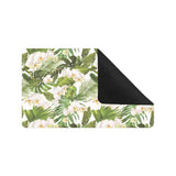 White orchid flower tropical leaves pattern Doormat