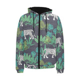 white bengal tigers tropical plant Men's Padded Hooded Jacket