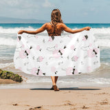 Poodle dog rose cake pattern Beach Towel