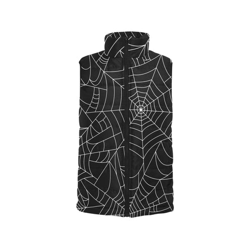 Spider web pattern Black background white cobweb Men's Padded Vest