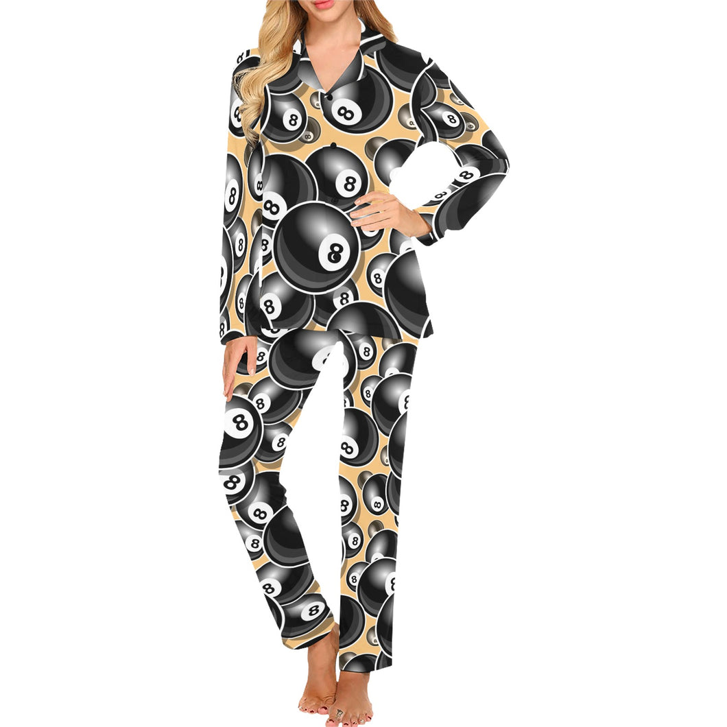 Billiard Ball Pattern Print Design 04 Women's Long Pajama Set
