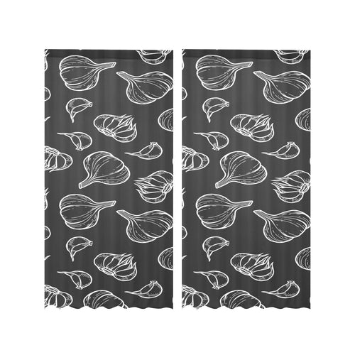 Garlic pattern black background Gauze Curtain