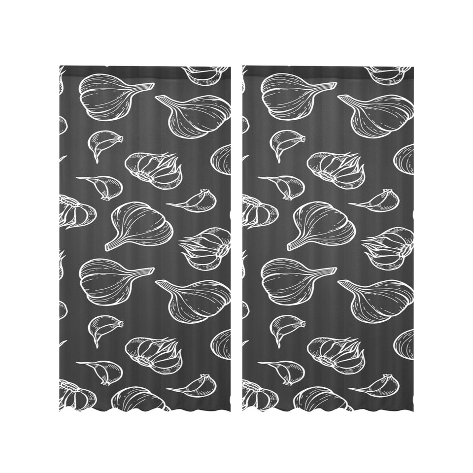 Garlic pattern black background Gauze Curtain