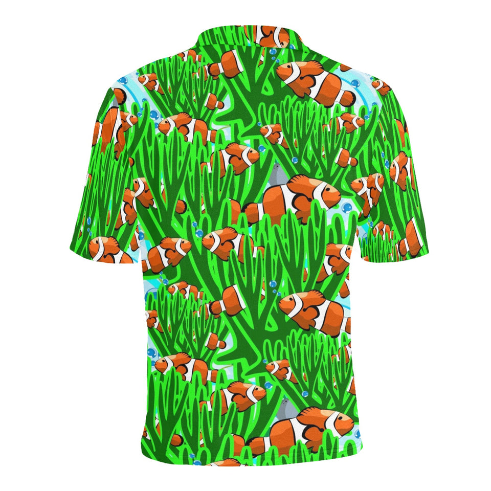 Clown Fish Pattern Print Design 01 Men's All Over Print Polo Shirt