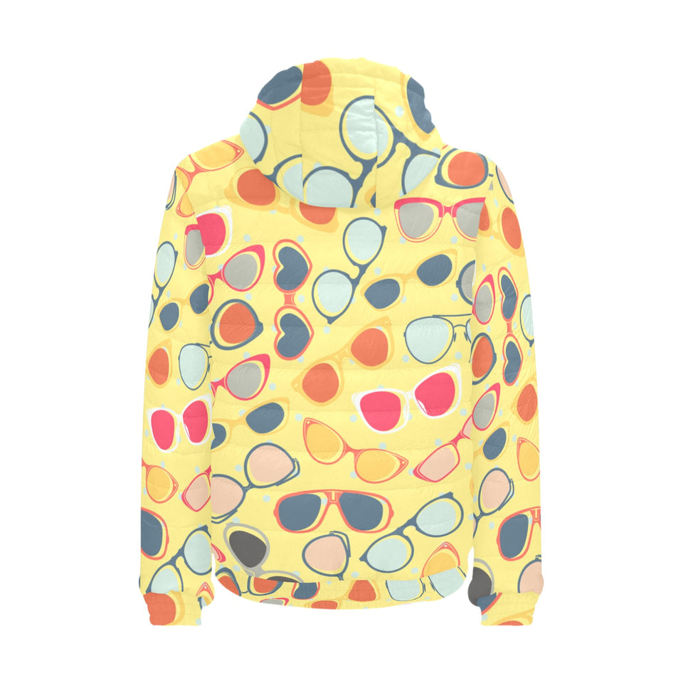 Sun Glasses Pattern Print Design 05 Men's Padded Hooded Jacket