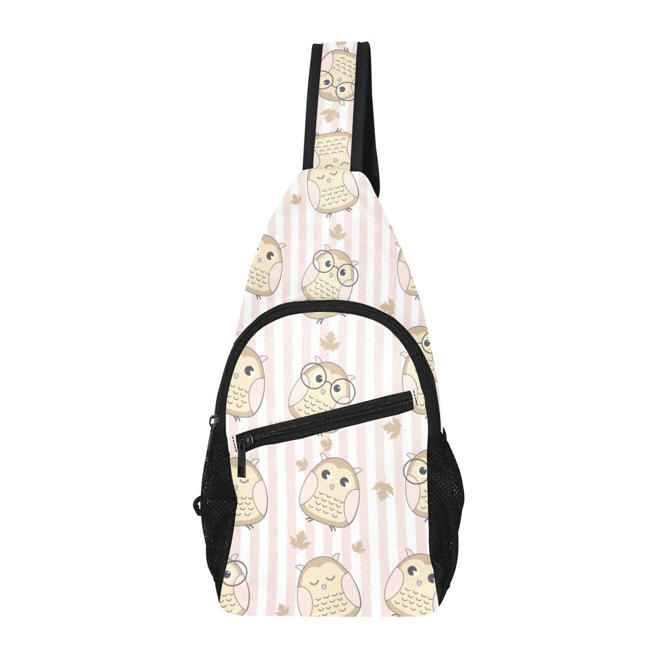 cute owl leaf All Over Print Chest Bag