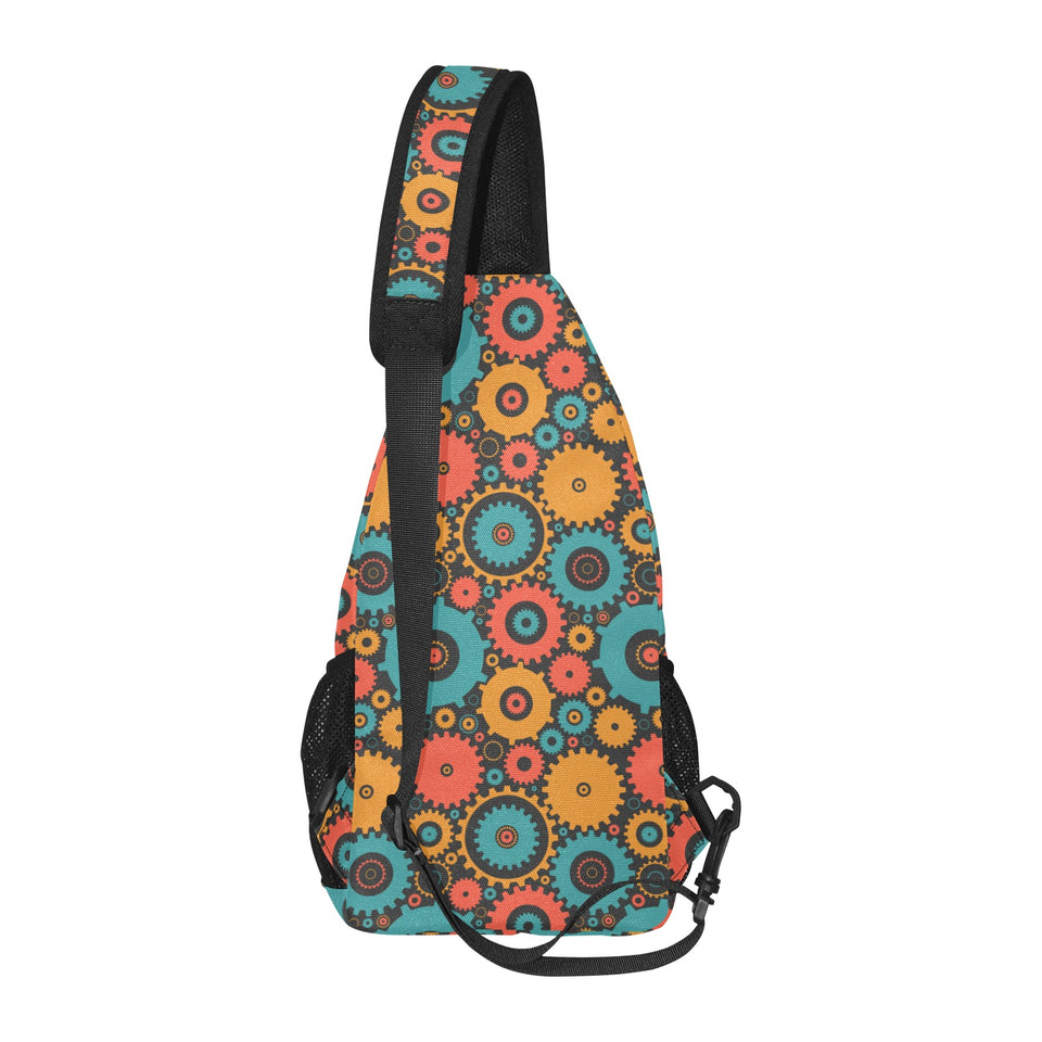 Gear Pattern Print Design 01 All Over Print Chest Bag