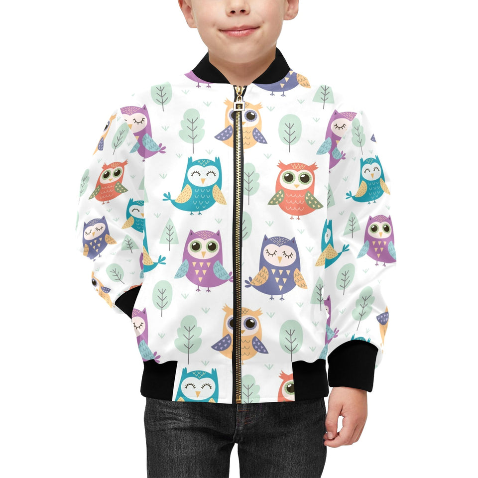 Cute owl pattern Kids' Boys' Girls' Bomber Jacket