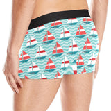 Red White sailboat wave background Men's All Over Print Boxer Briefs Men's Underwear