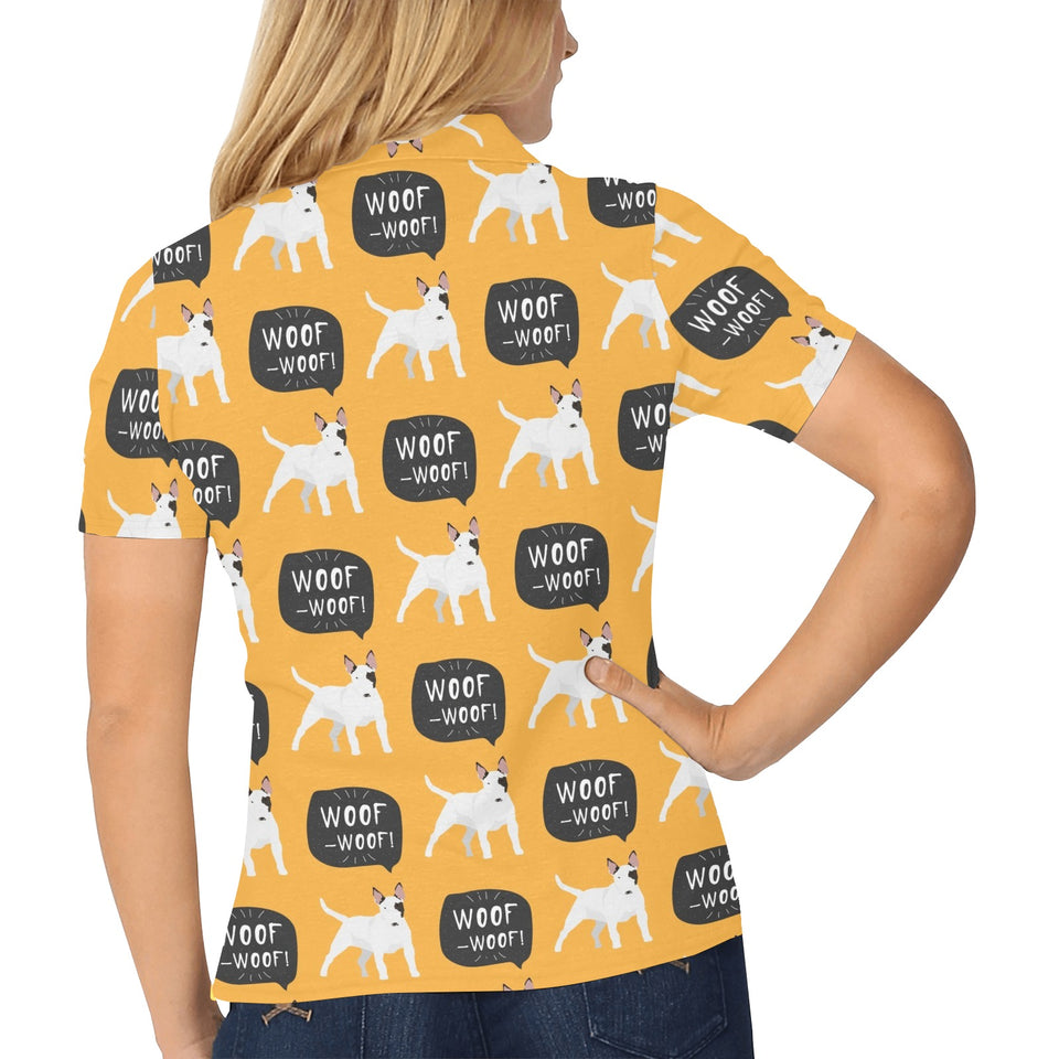 Bull Terrier Pattern Print Design 03 Women's All Over Print Polo Shirt