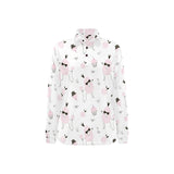 Poodle dog rose cake pattern Women's Long Sleeve Polo Shirt