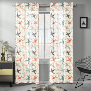 Swallow Pattern Print Design 02 Gauze Curtain