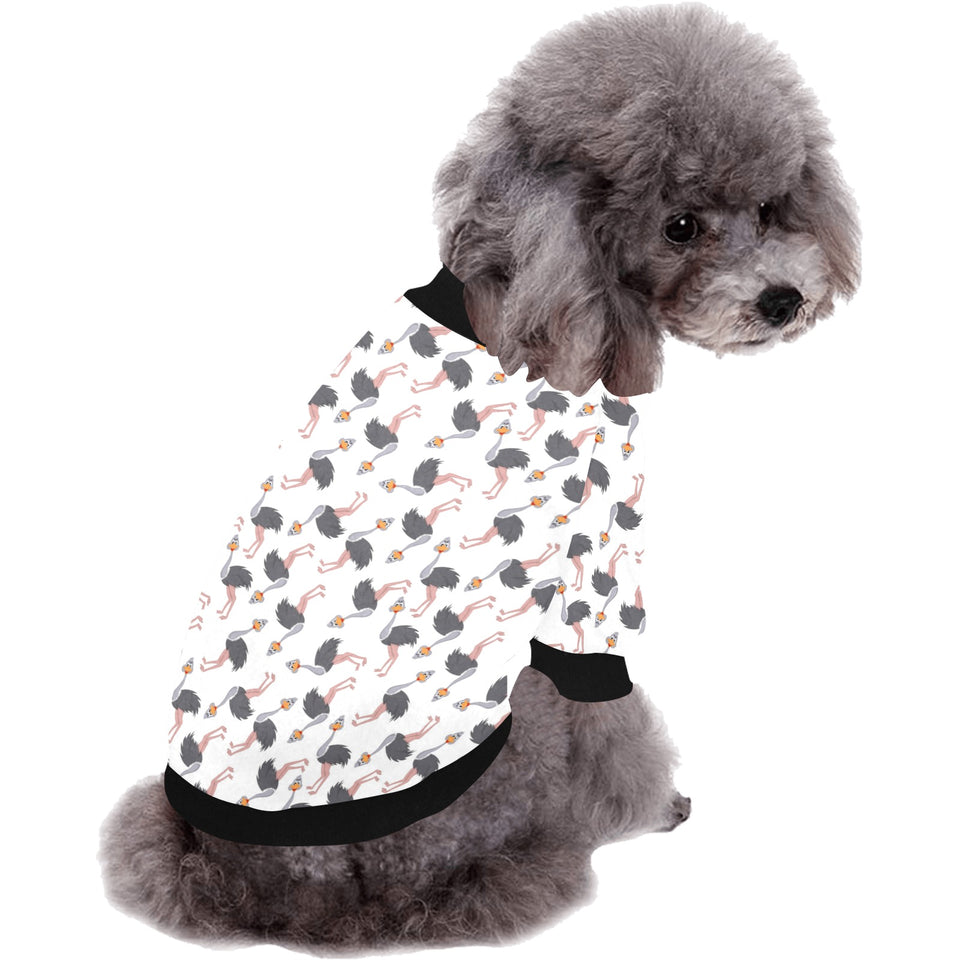 Ostrich Pattern Print Design 02 All Over Print Pet Dog Round Neck Fuzzy Shirt