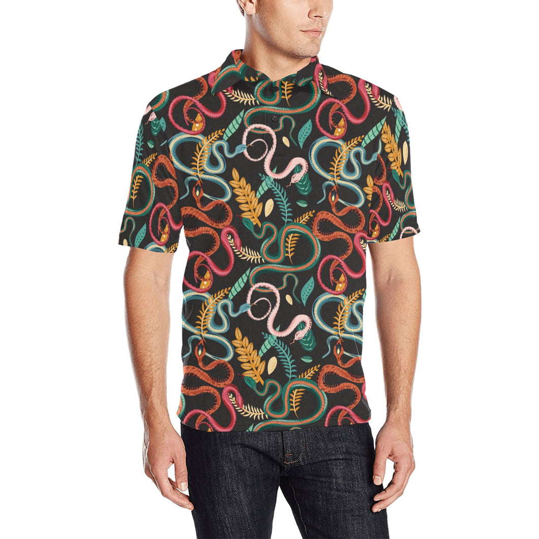 Colorful snake plant pattern Men's All Over Print Polo Shirt
