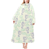 Seahorse shell pattern Blanket Robe with Sleeves