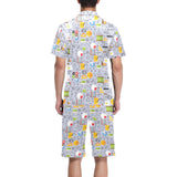 Math Pattern Print Design 04 Men's V-Neck Short Pajama Set