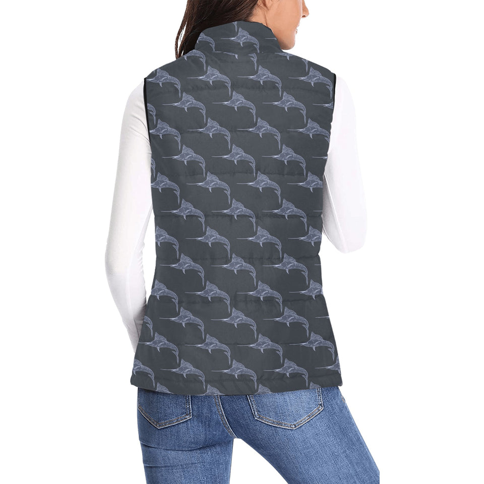 Swordfish Pattern Print Design 03 Women's Padded Vest