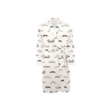 Mustache Beard Pattern Print Design 05 Men's Long Sleeve Belted Night Robe