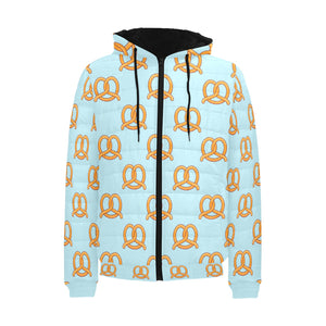 Pretzels Pattern Print Design 03 Men's Padded Hooded Jacket