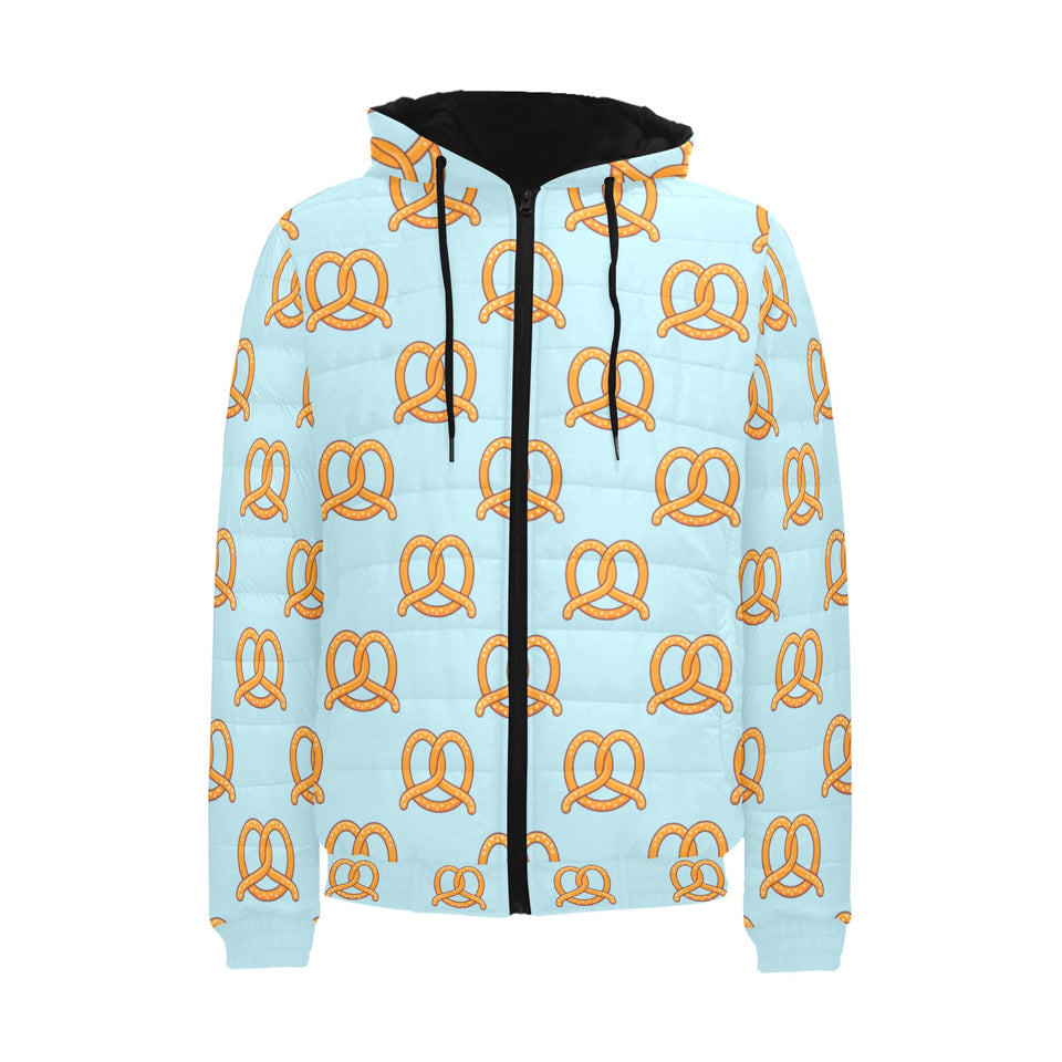 Pretzels Pattern Print Design 03 Men's Padded Hooded Jacket