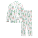 Pastel color cactus pattern Men's Long Pajama Set