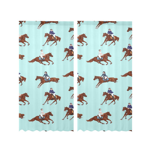 Horses running horses rider pattern Gauze Curtain