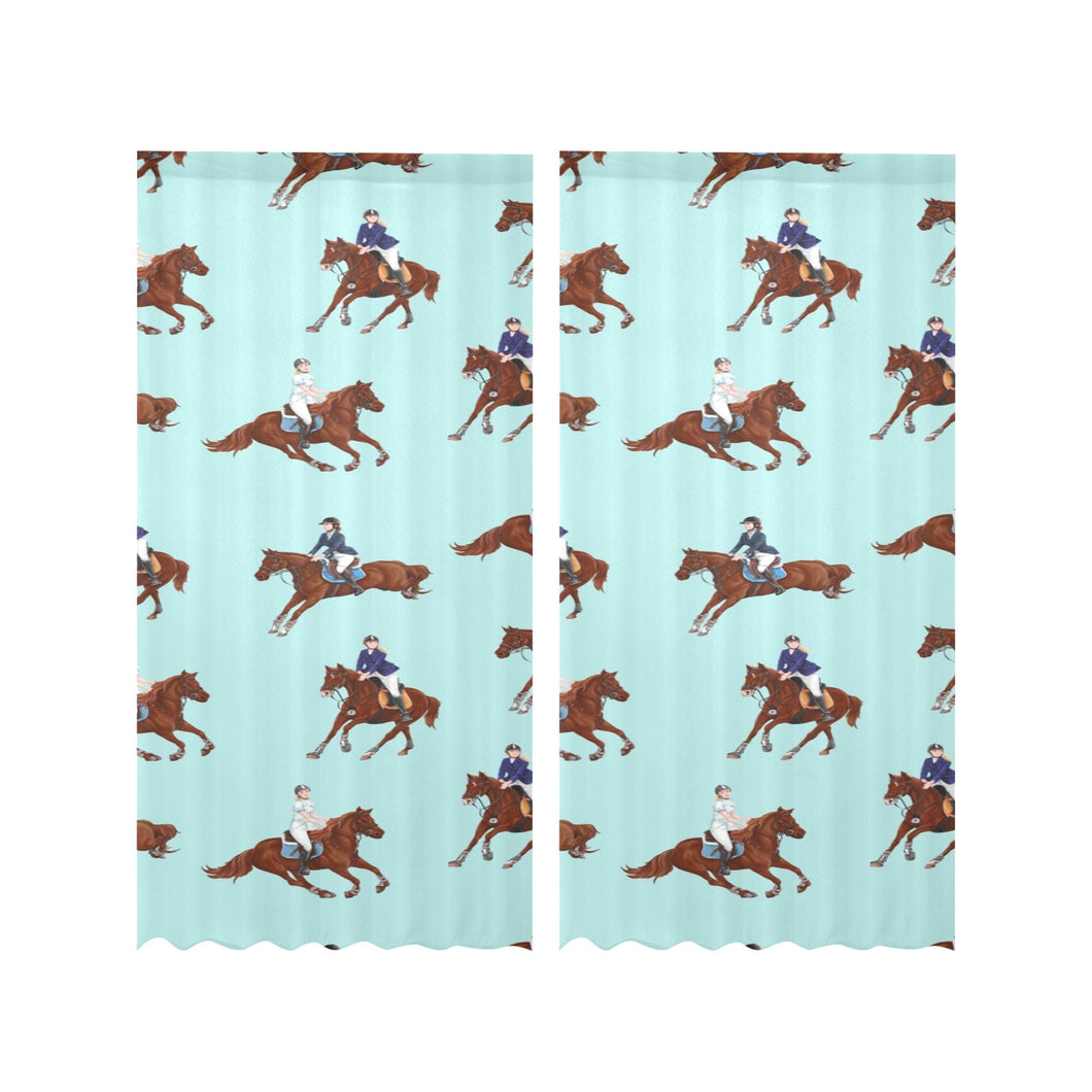 Horses running horses rider pattern Gauze Curtain