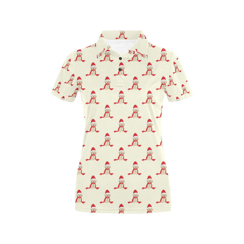 Golden Retriever Pattern Print Design 01 Women's All Over Print Polo Shirt