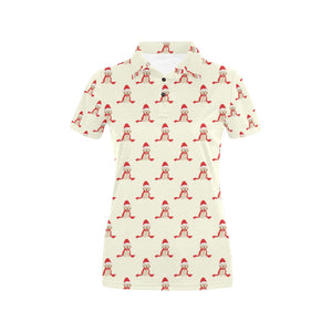 Golden Retriever Pattern Print Design 01 Women's All Over Print Polo Shirt