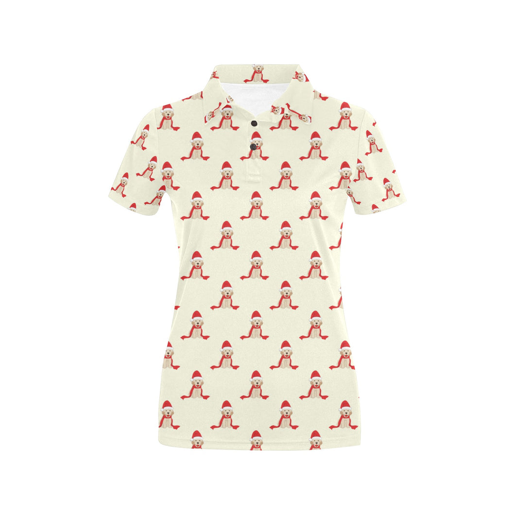 Golden Retriever Pattern Print Design 01 Women's All Over Print Polo Shirt