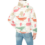 Cute whale pattern Men's Padded Hooded Jacket