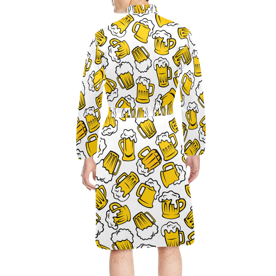Beer design pattern Men's Long Sleeve Belted Night Robe