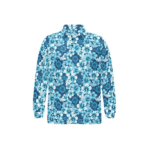 Hibiscus Pattern Print Design 03 Men's Long Sleeve Polo Shirt