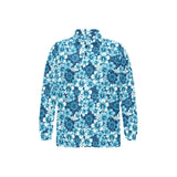 Hibiscus Pattern Print Design 03 Men's Long Sleeve Polo Shirt