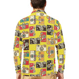 Camera Pattern Print Design 02 Men's Long Sleeve Polo Shirt