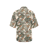Monkey tropical leaves background Women's All Over Print Hawaiian Shirt