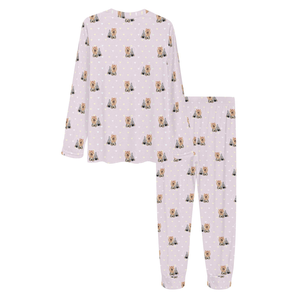 Yorkshire Terrier Pattern Print Design 02 Women's All Over Print Pajama Set