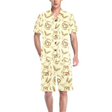 Windmill Wheat pattern Men's V-Neck Short Pajama Set