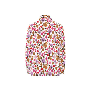 Squirrel Pattern Print Design 02 Women's Long Sleeve Polo Shirt