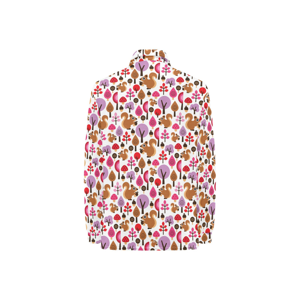 Squirrel Pattern Print Design 02 Women's Long Sleeve Polo Shirt
