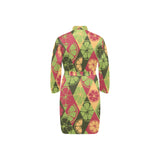 Cool Geometric lime pattern Men's Long Sleeve Belted Night Robe
