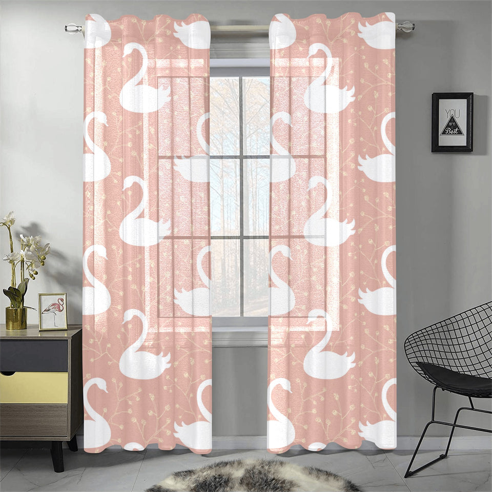 Swan flower light pink background Gauze Curtain