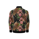 Horse head wild roses pattern Kids' Boys' Girls' Bomber Jacket