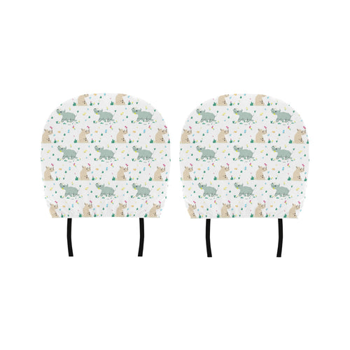 Cute Rhino pattern Car Headrest Cover