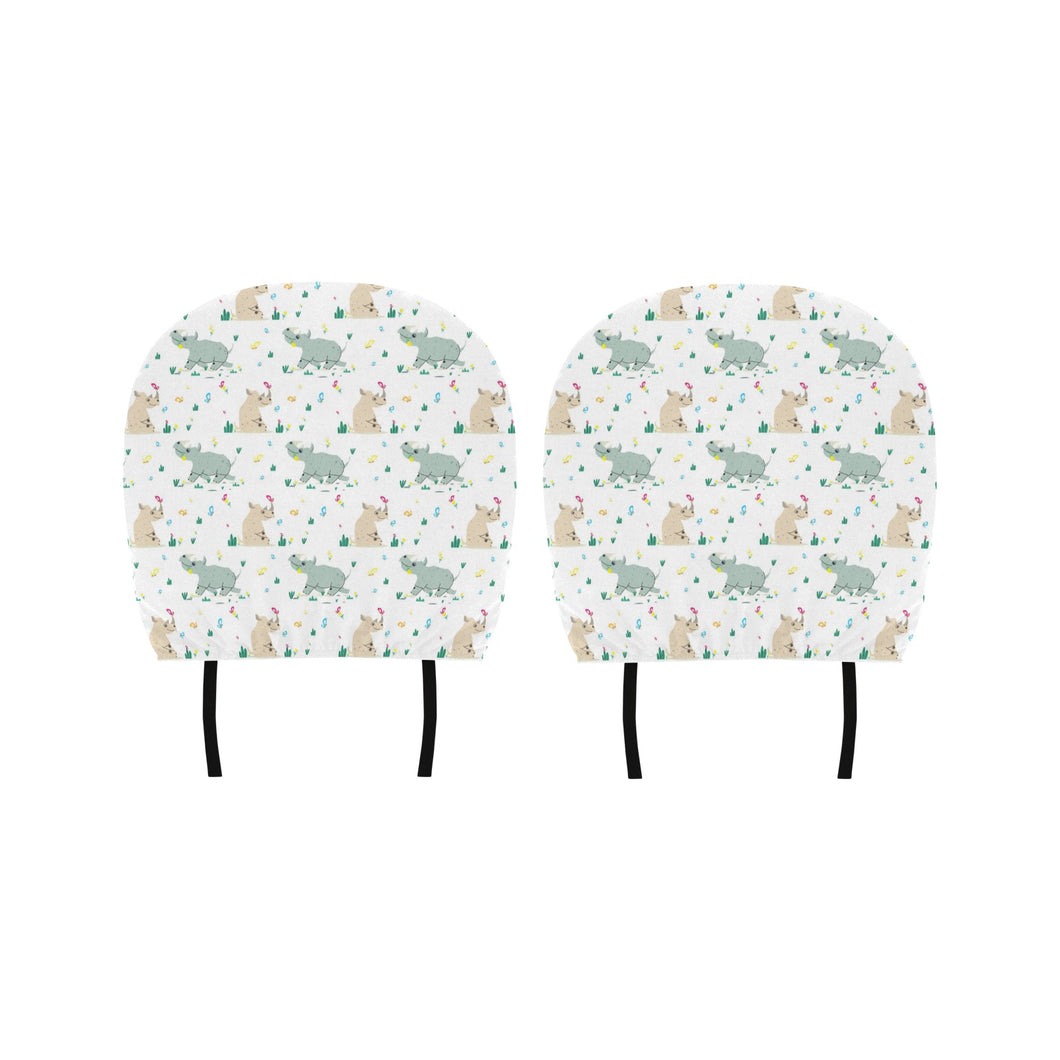 Cute Rhino pattern Car Headrest Cover