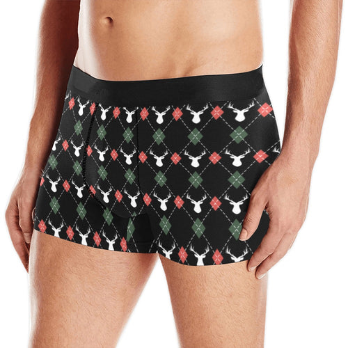 Deer Christmas new year pattern argyle Men's All Over Print Boxer Briefs Men's Underwear