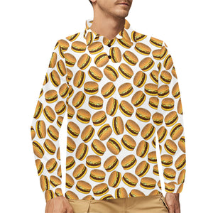 Hamburger Pattern Print Design 03 Men's Long Sleeve Polo Shirt