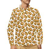 Hamburger Pattern Print Design 03 Men's Long Sleeve Polo Shirt