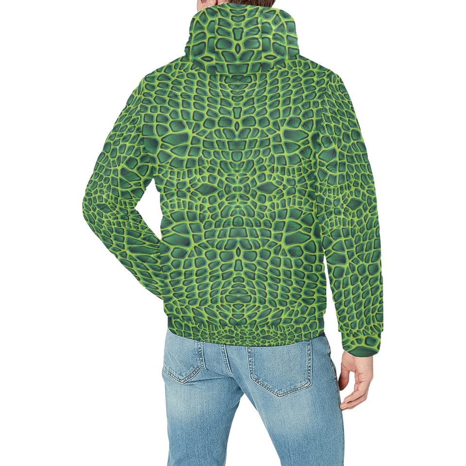 Crocodile Skin Printed Men's Padded Hooded Jacket