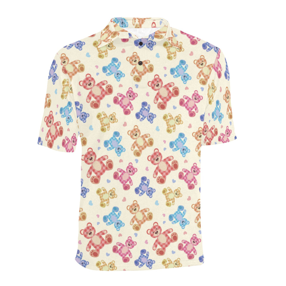Teddy Bear Pattern Print Design 05 Men's All Over Print Polo Shirt